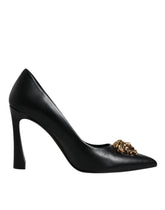 Versace Black Leather Logo Plaque High Heels Pumps Shoes -   -  Versace.